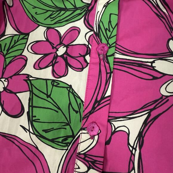 Flora Bea NYC Tinsley Long Sleeve Shirt Dress Mini Pink Floral Women's Size XL - Picture 4 of 11
